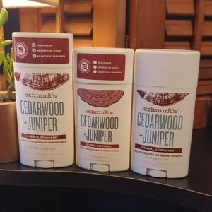 Schmidt's Cedarwood & Juniper Natural Deodorant Lot Of 3 Coconut Oil NEW NICE